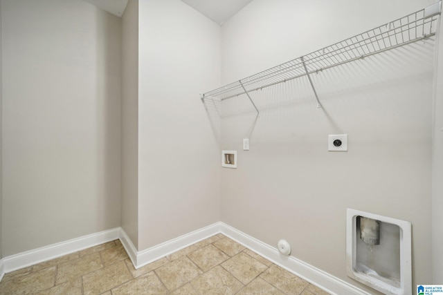 laundry area with hookup for an electric dryer, hookup for a washing machine, and gas dryer hookup