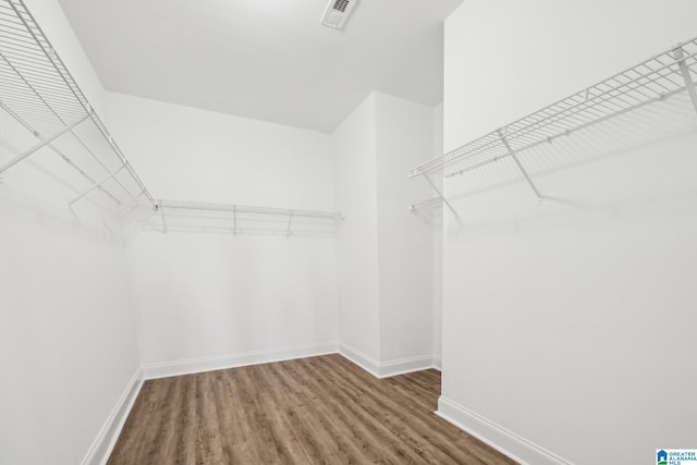 spacious closet with hardwood / wood-style flooring