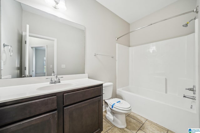 full bathroom with vanity, toilet, and shower / washtub combination