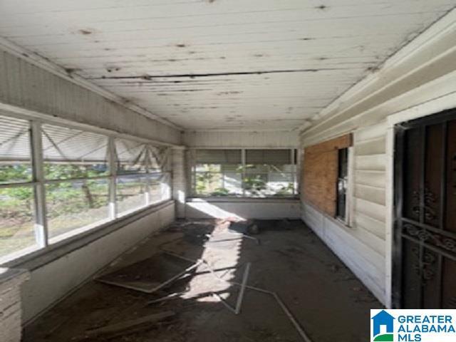 view of unfurnished sunroom