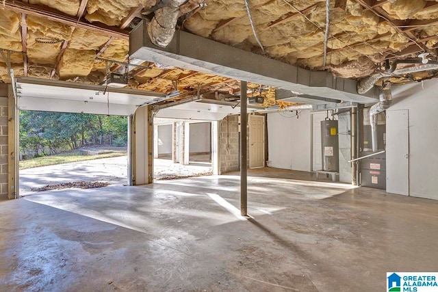 garage featuring electric water heater