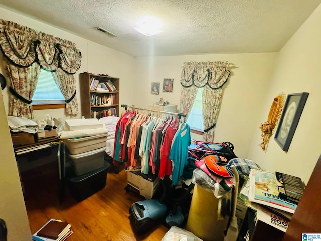 walk in closet with wood-type flooring