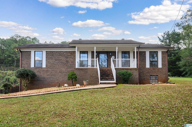 view of front of house with a front lawn and a porch