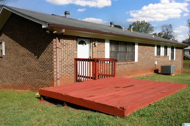 wooden terrace with central AC unit