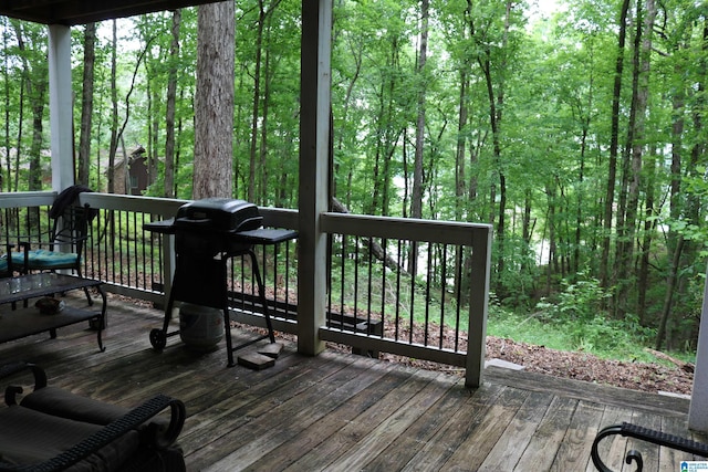 551 Poplar Pl, Wedowee, AL 36278 - wooden terrace with a view of trees
