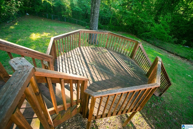 deck featuring a lawn