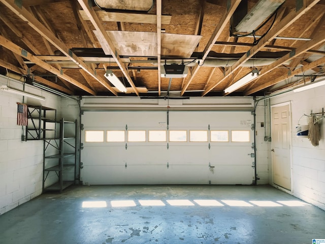 garage with a garage door opener