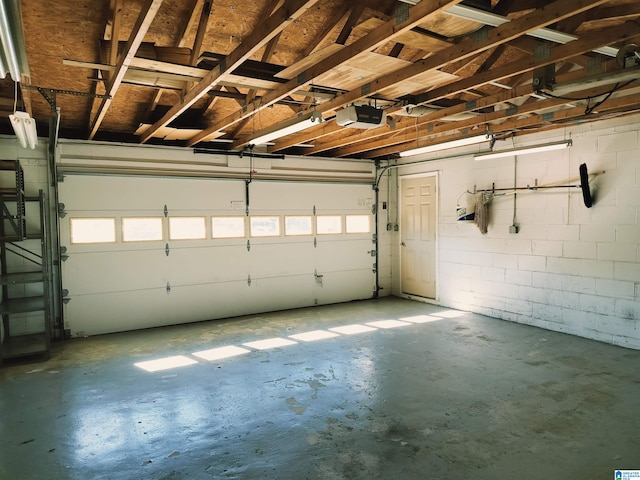 garage with a garage door opener