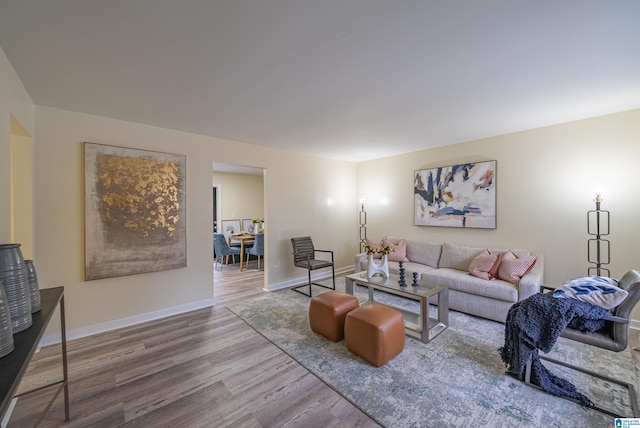 living room with hardwood / wood-style floors