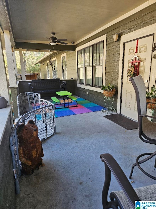 view of patio / terrace with ceiling fan