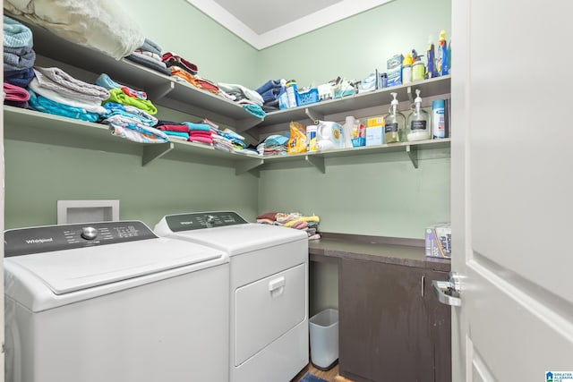 923 Cogswell Ave, Pell City, AL 35125 - laundry area featuring independent washer and dryer and ornamental molding