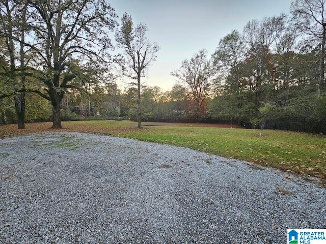 view of yard at dusk