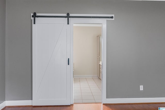 interior space with a barn door