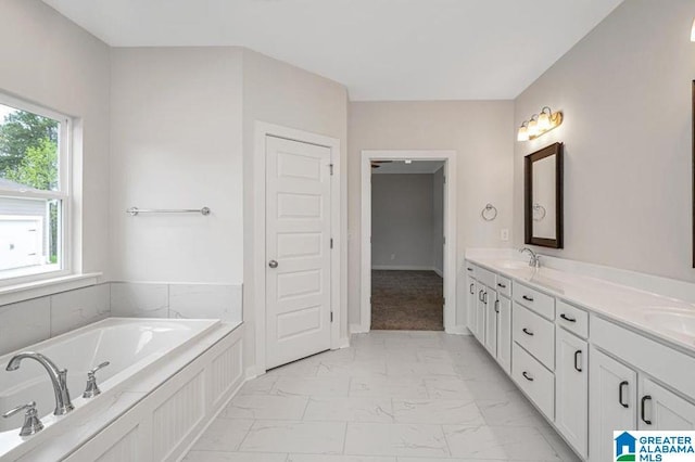186 Barimore Blvd, Helena, AL 35080 - full bath with marble look tiles, a garden tub, and double vanity