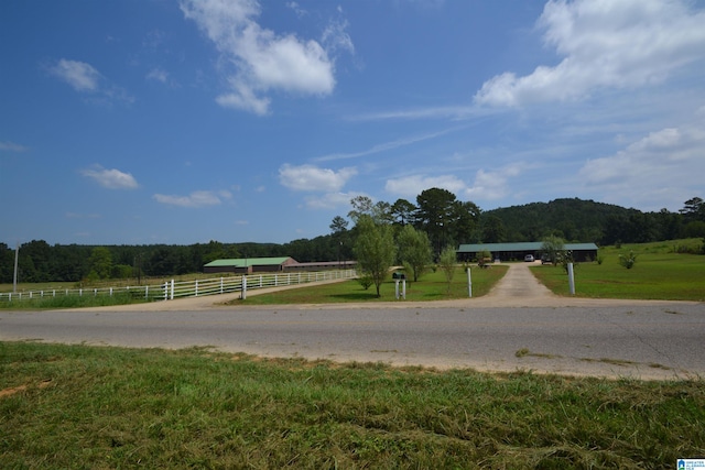 view of road with a rural view