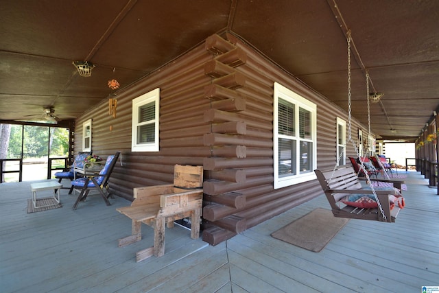 deck featuring covered porch