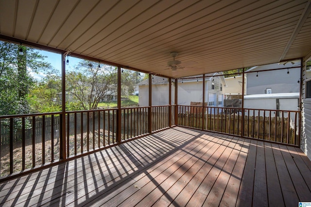 wooden terrace with ceiling fan