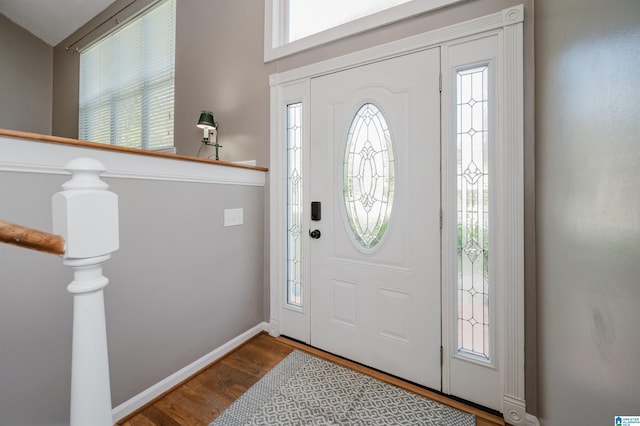 foyer featuring hardwood / wood-style floors and a healthy amount of sunlight