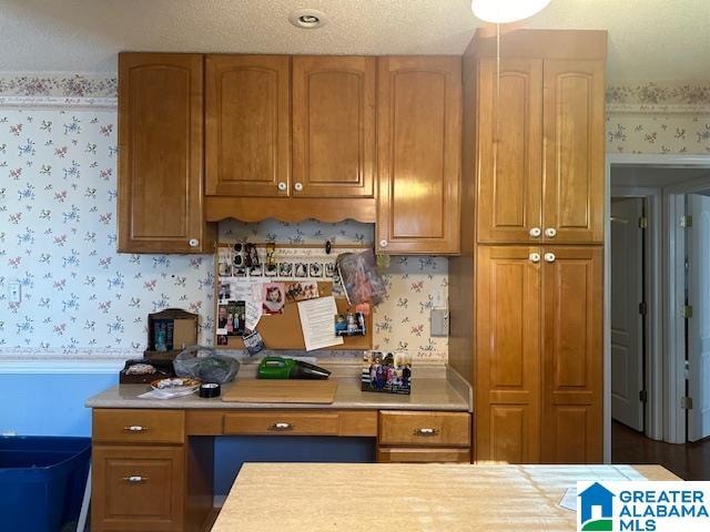 kitchen featuring built in desk