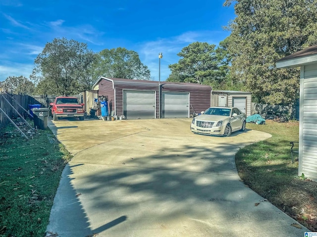 detached garage with fence