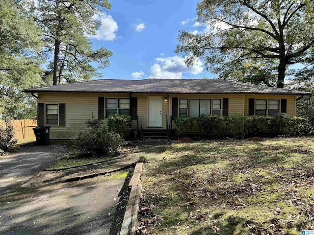 view of single story home