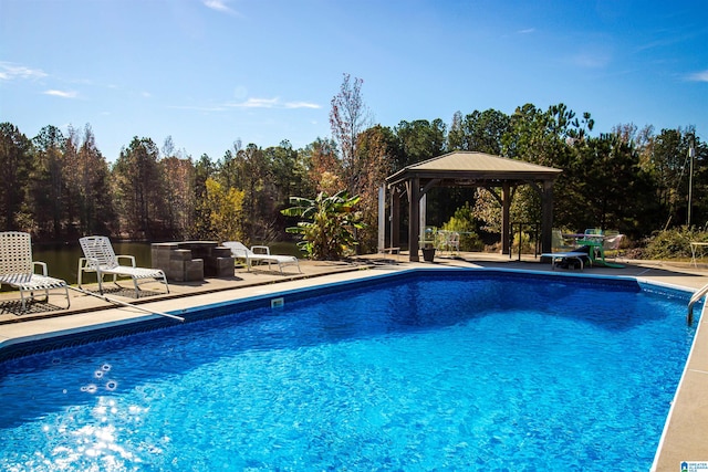 view of pool with a gazebo and a patio area