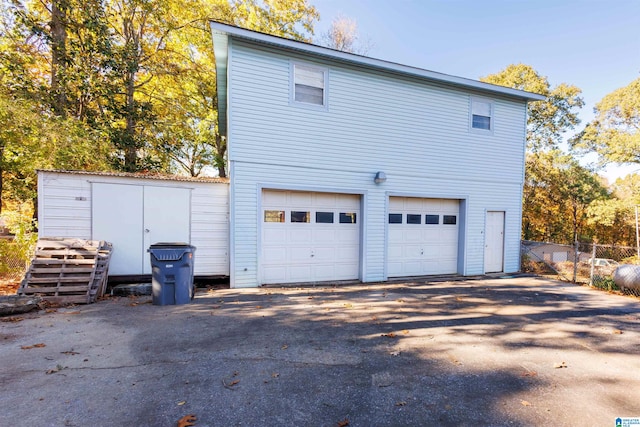 exterior space featuring a garage