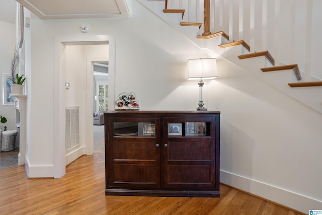 interior space with light hardwood / wood-style floors