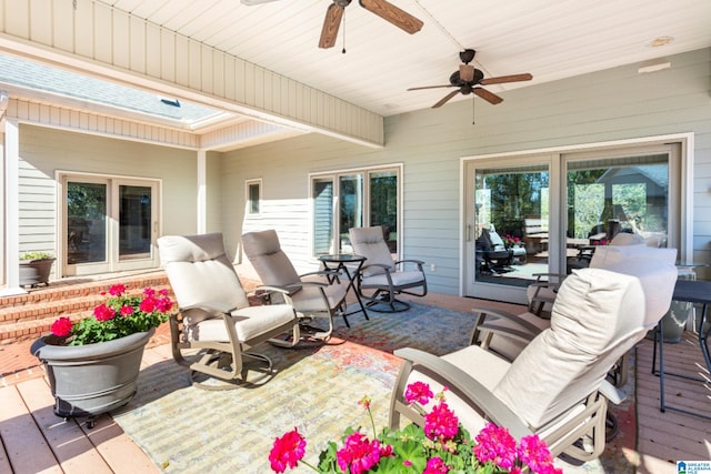 view of patio with ceiling fan