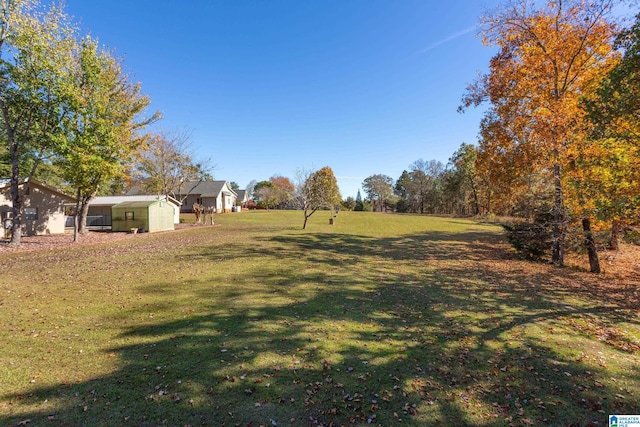 view of yard featuring an outdoor structure