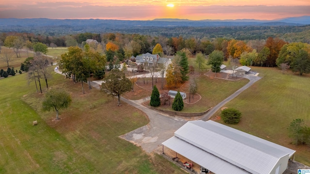 view of aerial view at dusk