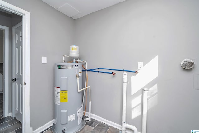 utility room with electric water heater