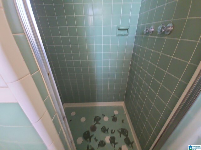 bathroom with a stall shower