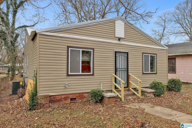 view of front of home with central air condition unit