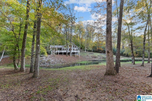 view of yard with a deck