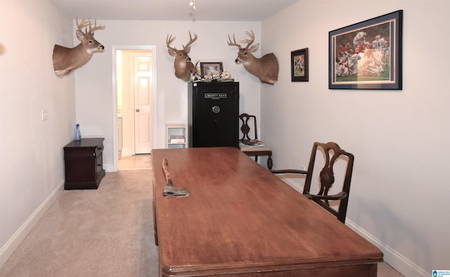 view of carpeted home office