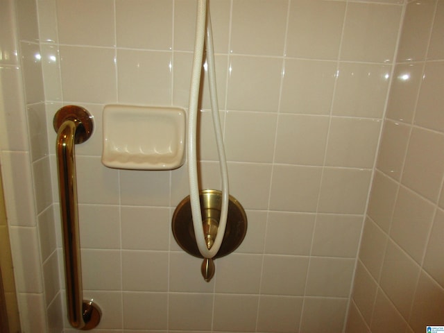 interior details featuring tiled shower