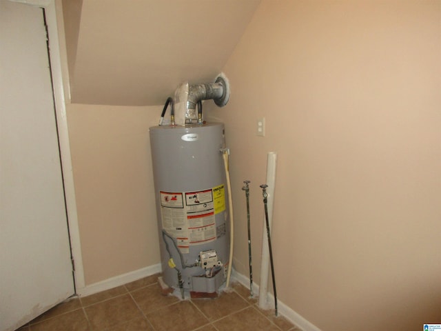 utility room featuring water heater