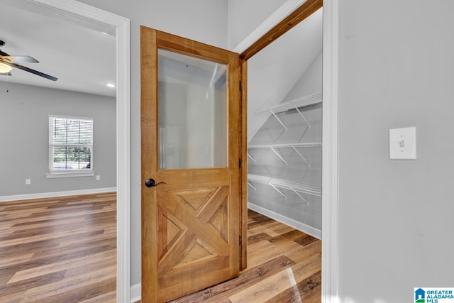 hallway featuring light wood-type flooring