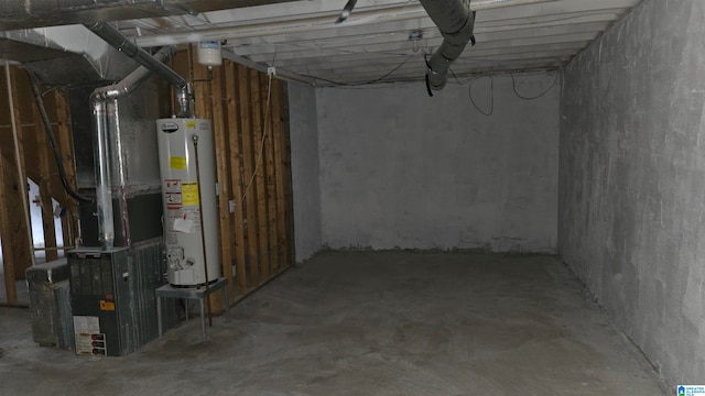 basement featuring gas water heater