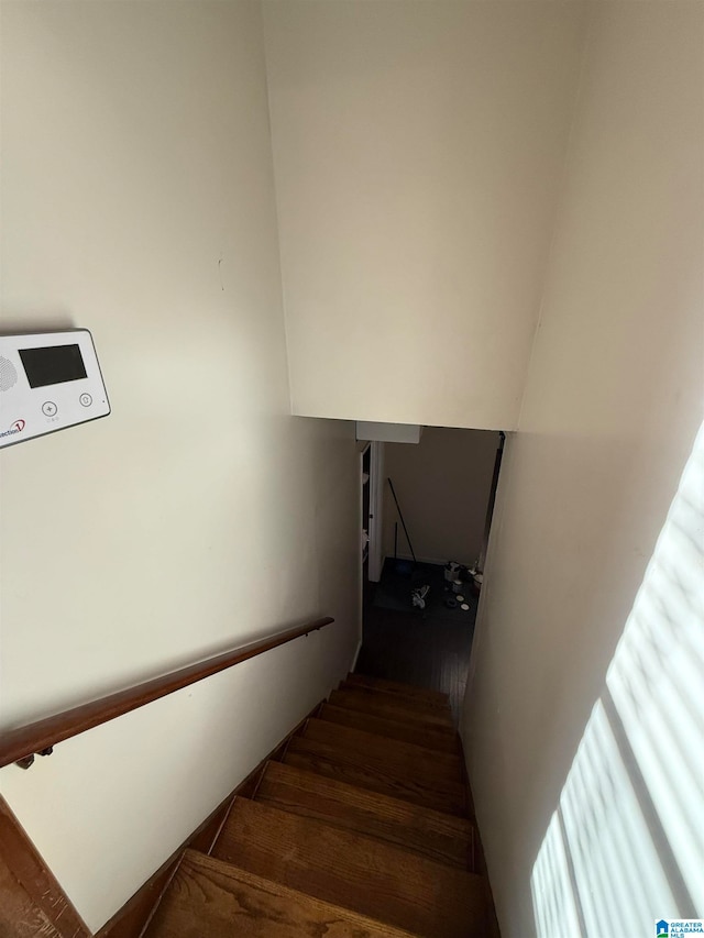 stairway with wood-type flooring