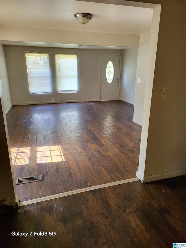 entrance foyer with dark hardwood / wood-style flooring