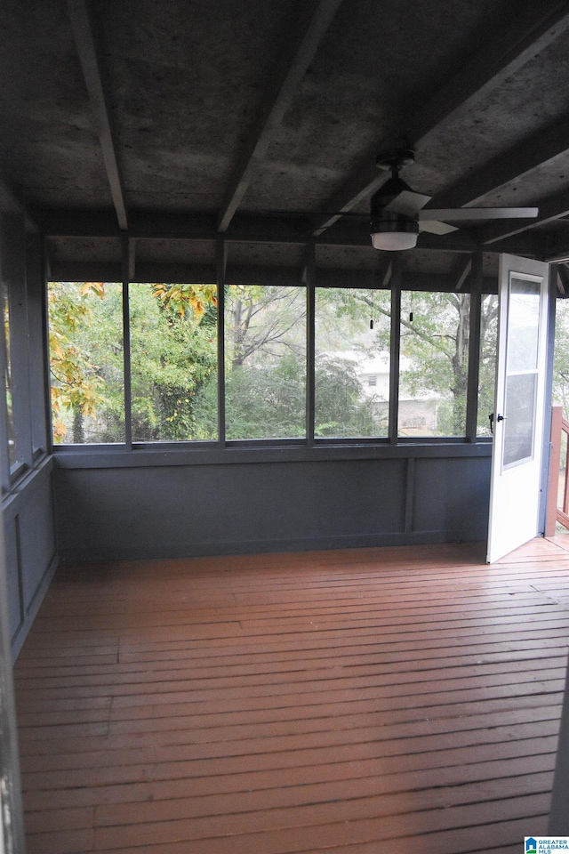 view of unfurnished sunroom