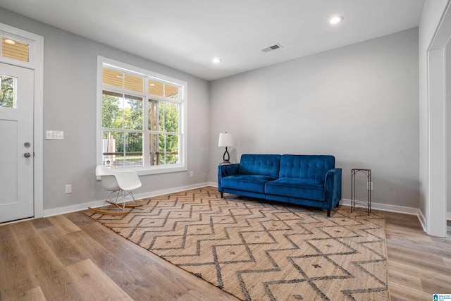 living area featuring light hardwood / wood-style flooring