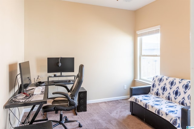 view of carpeted office space