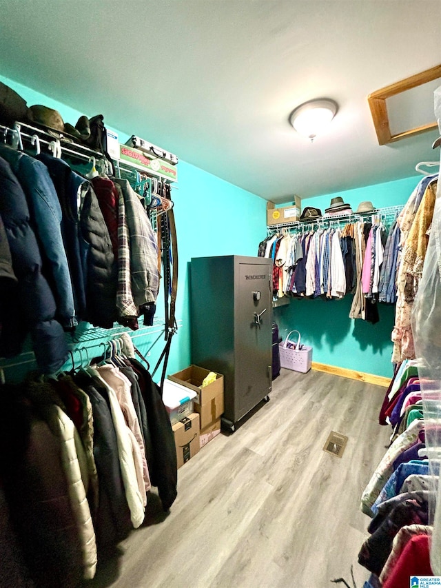 spacious closet with hardwood / wood-style floors