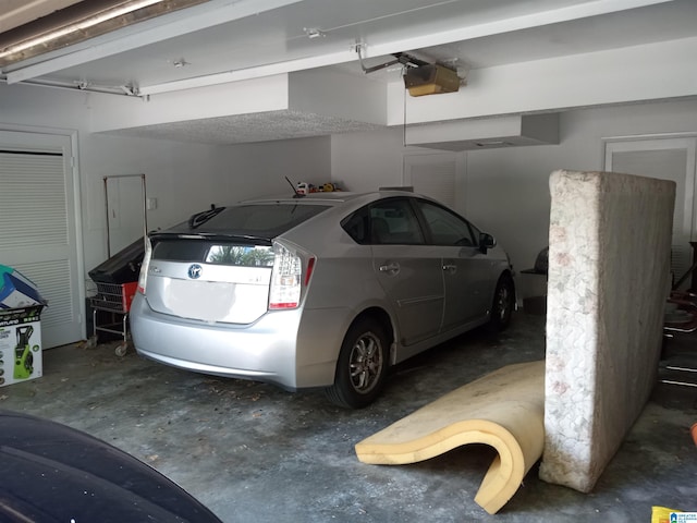 garage with a garage door opener