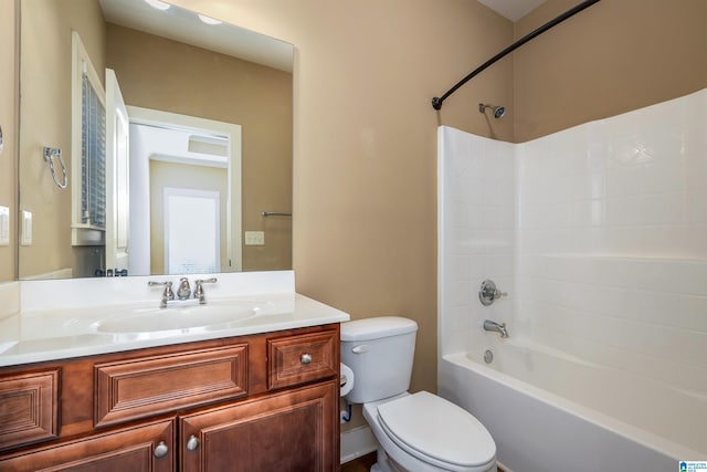 full bathroom with vanity, toilet, and shower / bath combination