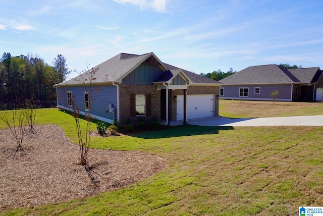 single story home with a front lawn and a garage