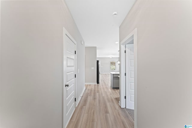 hall with light hardwood / wood-style flooring